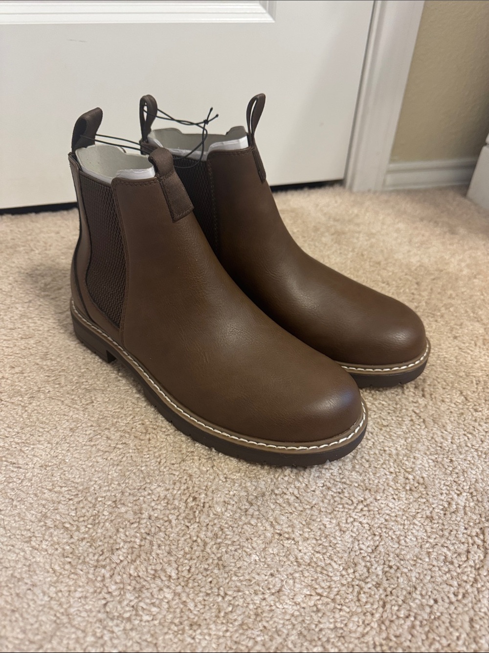 Men's Brown Leather Chukka Boots - Pull-On Casual Work Style
